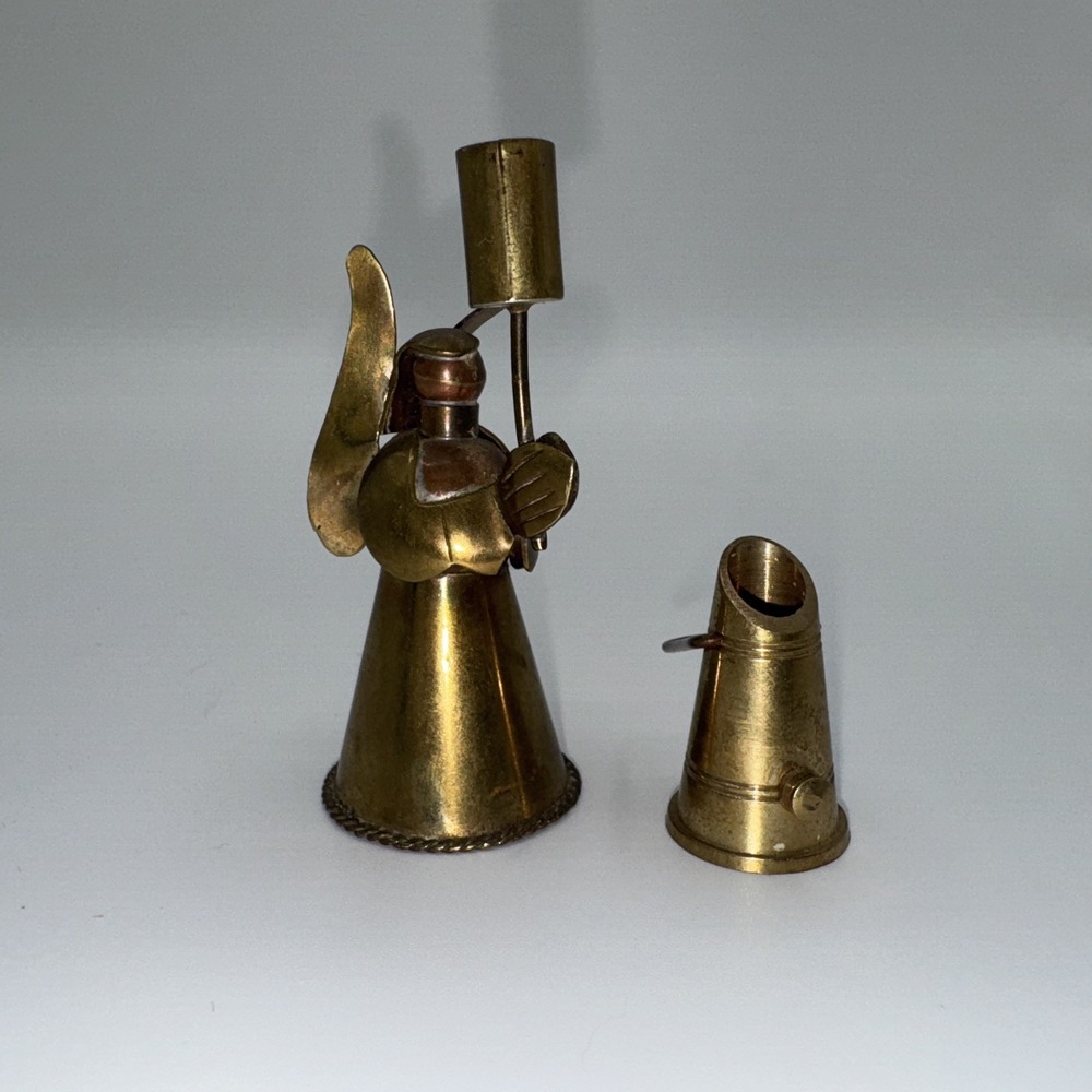 Vintage Brass Angel Candle Snuffer Set Mini Figurine Holder Decor MCM